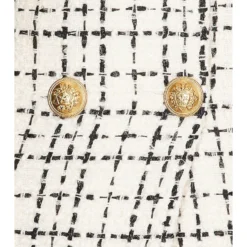 Alice + Olivia ROBE JORDY DOUBLE BREASTED TUXEDO Ecru & Black -Promos Charmenta Boutique ALI WD1002 V4