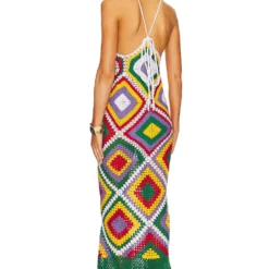 ROBE MI-LONGUE ESMERALDA White & Green Motif -Promos Charmenta Boutique APIN WD19 V3