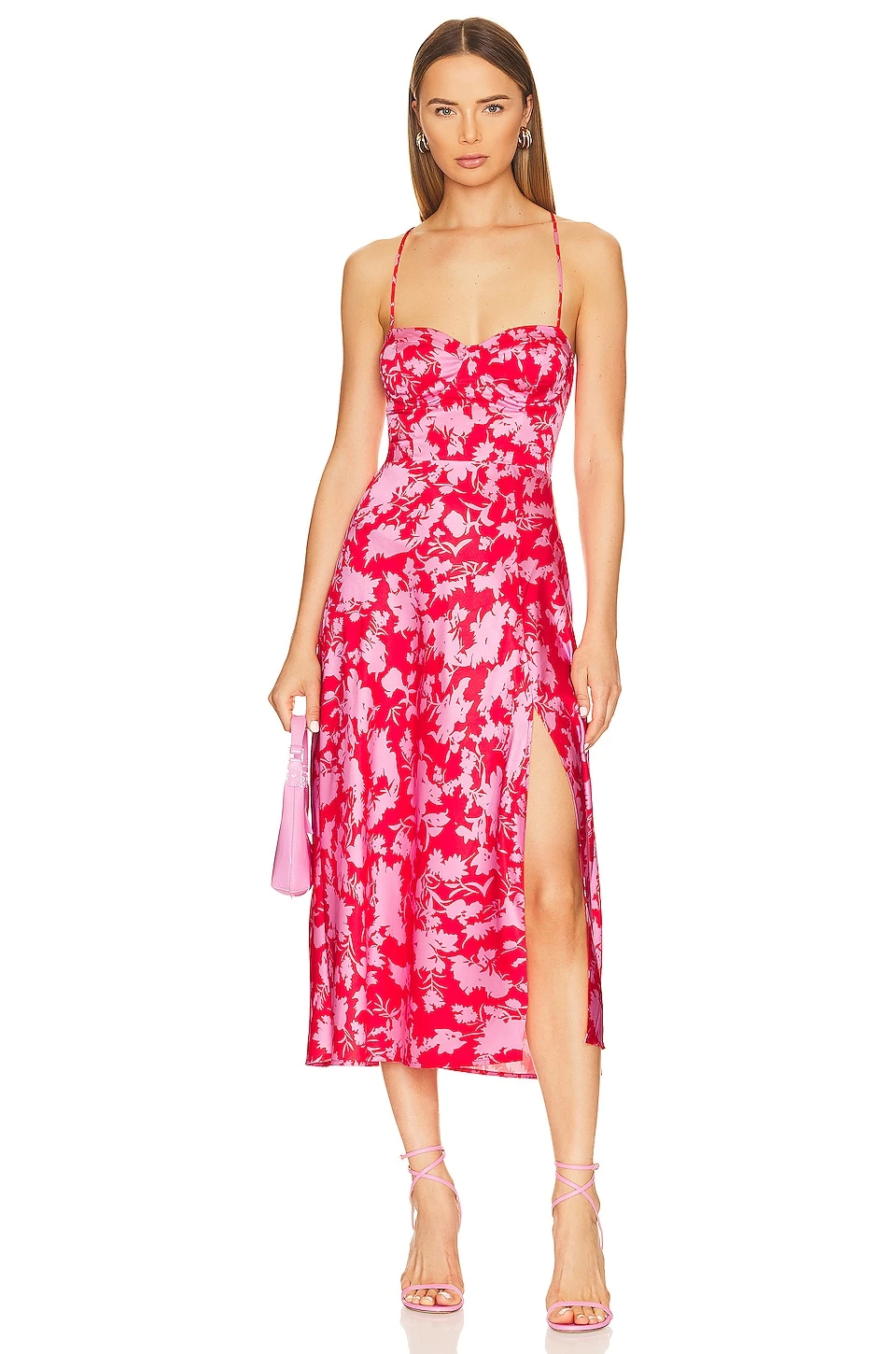 ROBE GALA Red & Pink Floral 3 ROBE GALA Red & Pink Floral