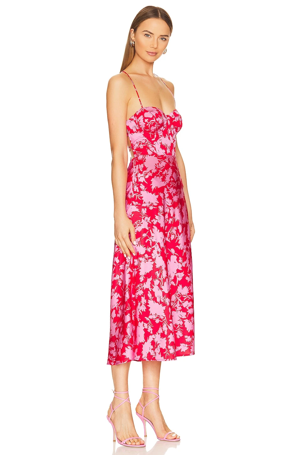 ROBE GALA Red & Pink Floral 4 ROBE GALA Red & Pink Floral – Image 2