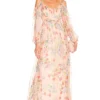 BCBGMAXAZRIA ROBE MAXI CHIFFON Iridescent Floral Bouquet -Promos Charmenta Boutique BCB WD867 V1