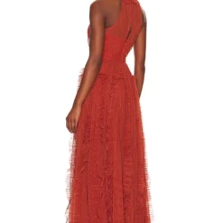 BCBGMAXAZRIA ROBE DE SOIRÉE PLEATED Cinnamon Stick -Promos Charmenta Boutique BCB WD887 V3