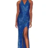 BCBGMAXAZRIA ROBE DE SOIRÉE SEQUIN Mykonos Blue -Promos Charmenta Boutique BCB WD891 V1
