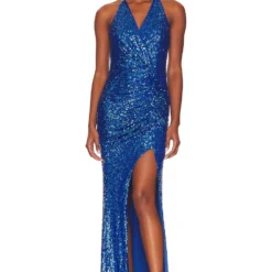 BCBGMAXAZRIA ROBE DE SOIRÉE SEQUIN Mykonos Blue