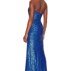 BCBGMAXAZRIA ROBE DE SOIRÉE SEQUIN Mykonos Blue -Promos Charmenta Boutique BCB WD891 V3