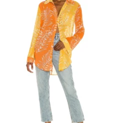 Camila Coelho ROBE CHEMISE BRYNN Yellow & Orange -Promos Charmenta Boutique COEL WS129 V4