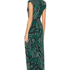 DIANE VON FURSTENBERG ROBE APOLLO Zebra Bark Large Dvf Emerald -Promos Charmenta Boutique DVF WD461 V3