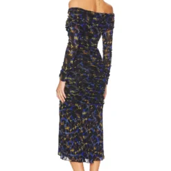 DIANE VON FURSTENBERG ROBE GANESA Velvet Leopard Sapp Blue -Promos Charmenta Boutique DVF WD465 V3
