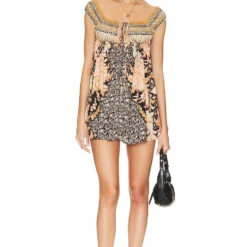 FREE PEOPLE ROBE CARACO BALI MARIPOSA Black Combo