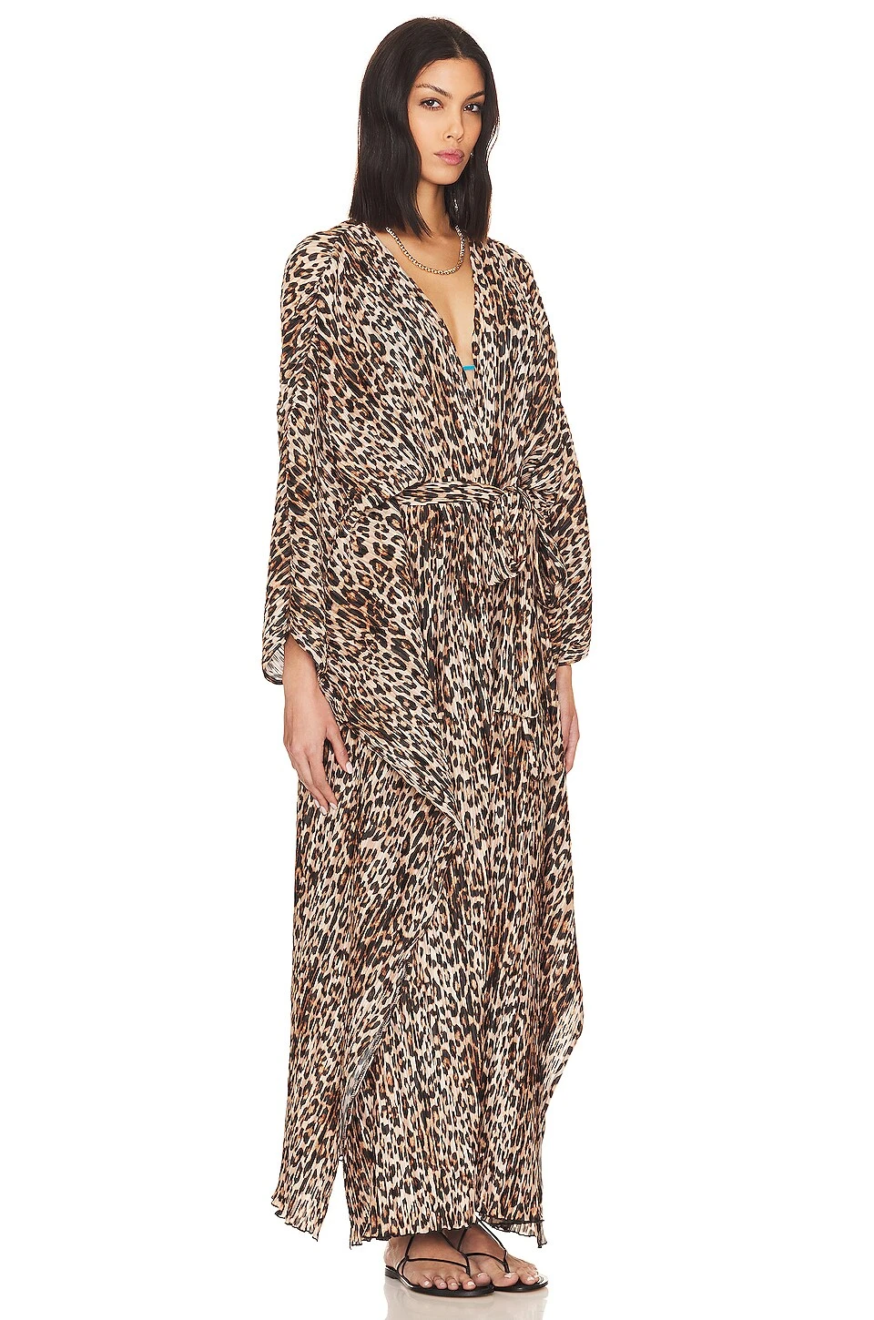 GOOD AMERICAN Always Fits Plisse Goddess Robe Good Leopard 7 GOOD AMERICAN Always Fits Plisse Goddess Robe Good Leopard – Image 5