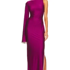 ROBE MAXI KHRIYA PEARL TRIM Cranberry