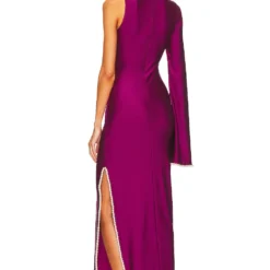 ROBE MAXI KHRIYA PEARL TRIM Cranberry -Promos Charmenta Boutique KHAR WD3 V4