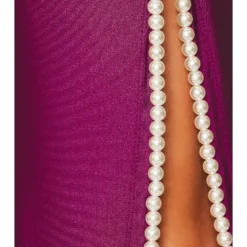 ROBE MAXI KHRIYA PEARL TRIM Cranberry -Promos Charmenta Boutique KHAR WD3 V5