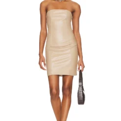 ROBE COURTE LUCA VEGAN LEATHER Taupe -Promos Charmenta Boutique LBLR WD24 V4