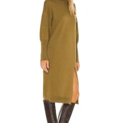ROBE MI-LONGUE BEVERLY Olive -Promos Charmenta Boutique LEAX WD239 V3