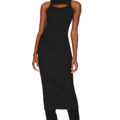 ROBE MI-LONGUE LIR RIB Black