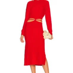 ROBE SWEATER RIB WRAP Tomato