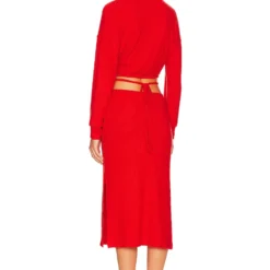 ROBE SWEATER RIB WRAP Tomato -Promos Charmenta Boutique LNA WD342 V3