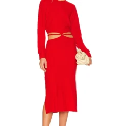 ROBE SWEATER RIB WRAP Tomato -Promos Charmenta Boutique LNA WD342 V4