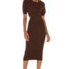 ROBE MI-LONGUE CLEMENTINE Chocolate Brown -Promos Charmenta Boutique LPAR WD547 V1