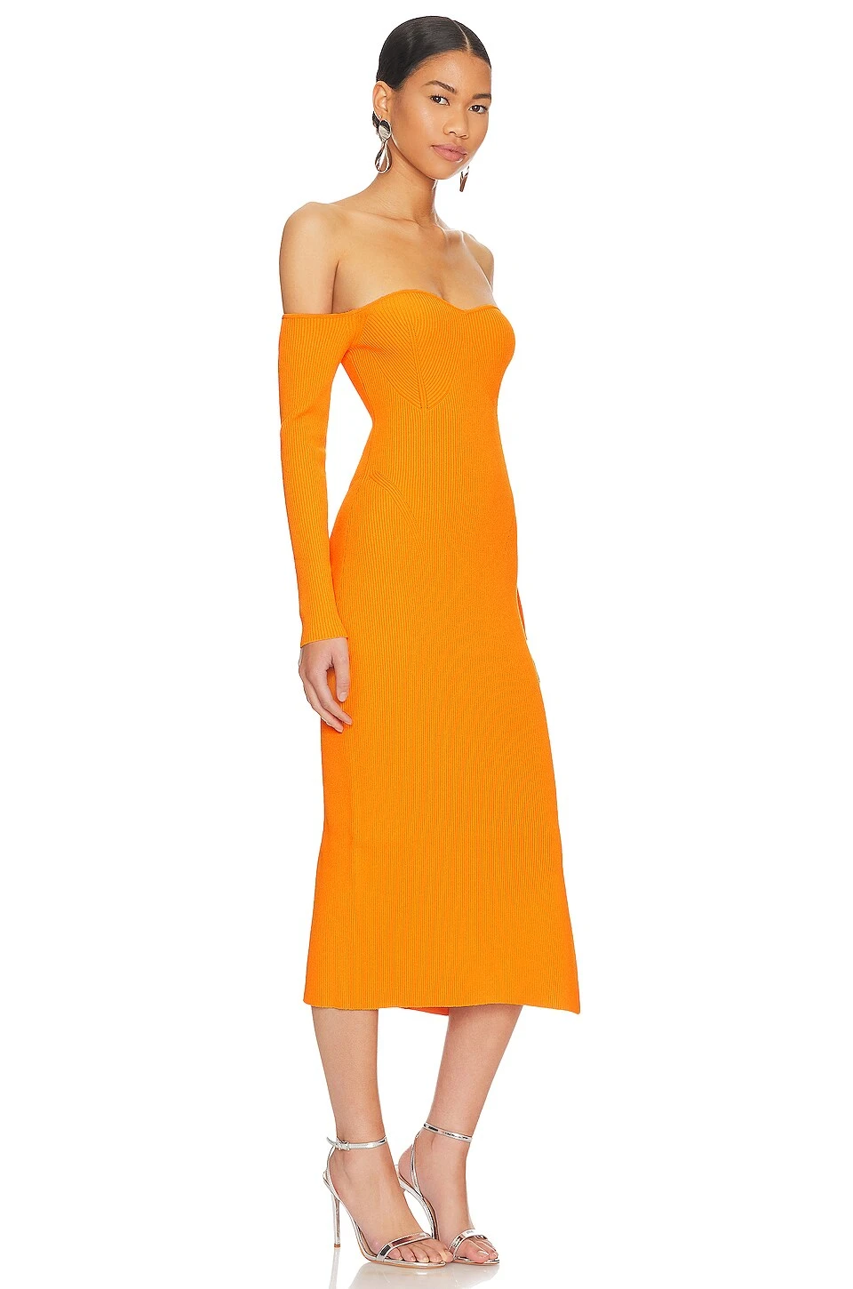 MILLY ROBE MI-LONGUE KNIT BUSTIER Mango 4 MILLY ROBE MI-LONGUE KNIT BUSTIER Mango – Image 2