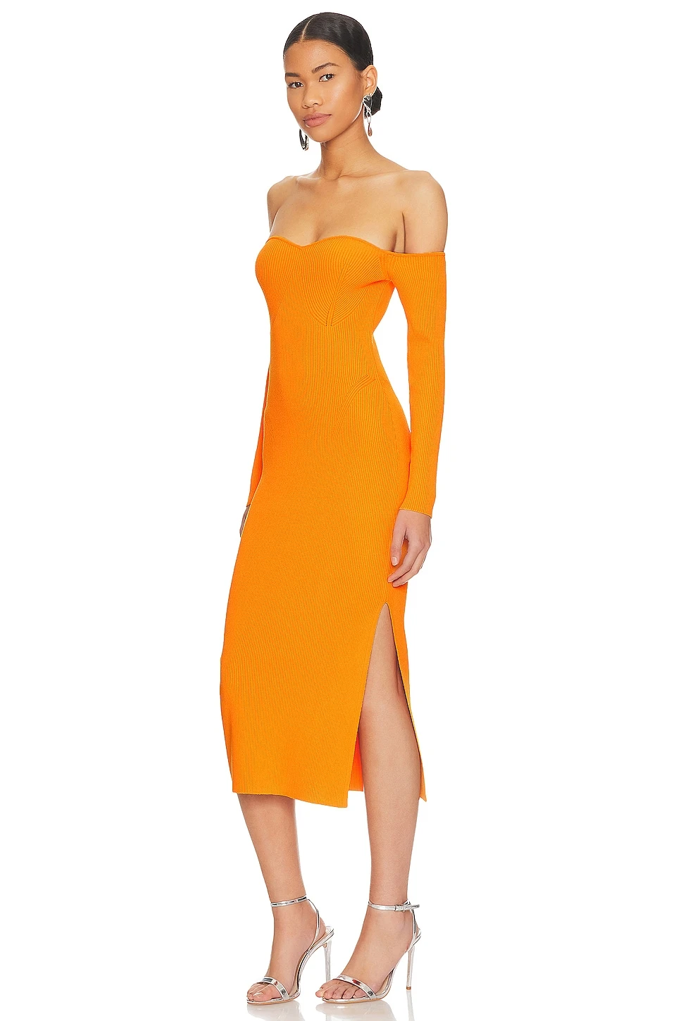 MILLY ROBE MI-LONGUE KNIT BUSTIER Mango 5 MILLY ROBE MI-LONGUE KNIT BUSTIER Mango – Image 3