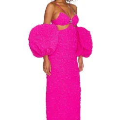 ROBE MAXI AVEC MANCHES AMOVIBLES Neon Pink -Promos Charmenta Boutique PBTO WD214 V3