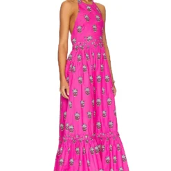 ROBE SALENA MARIGOLD FLOWER HOT PINK -Promos Charmenta Boutique RHOR WD105 V2