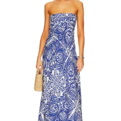 Shona Joy ROBE POMBELINE Ivory & Deep Blue