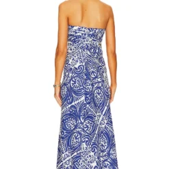 Shona Joy ROBE POMBELINE Ivory & Deep Blue -Promos Charmenta Boutique SHON WD481 V3