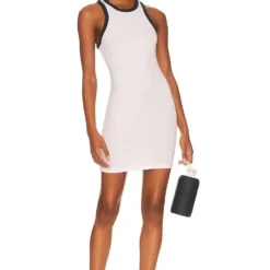 ROBE COURTE KIKI RIB White & Indigo